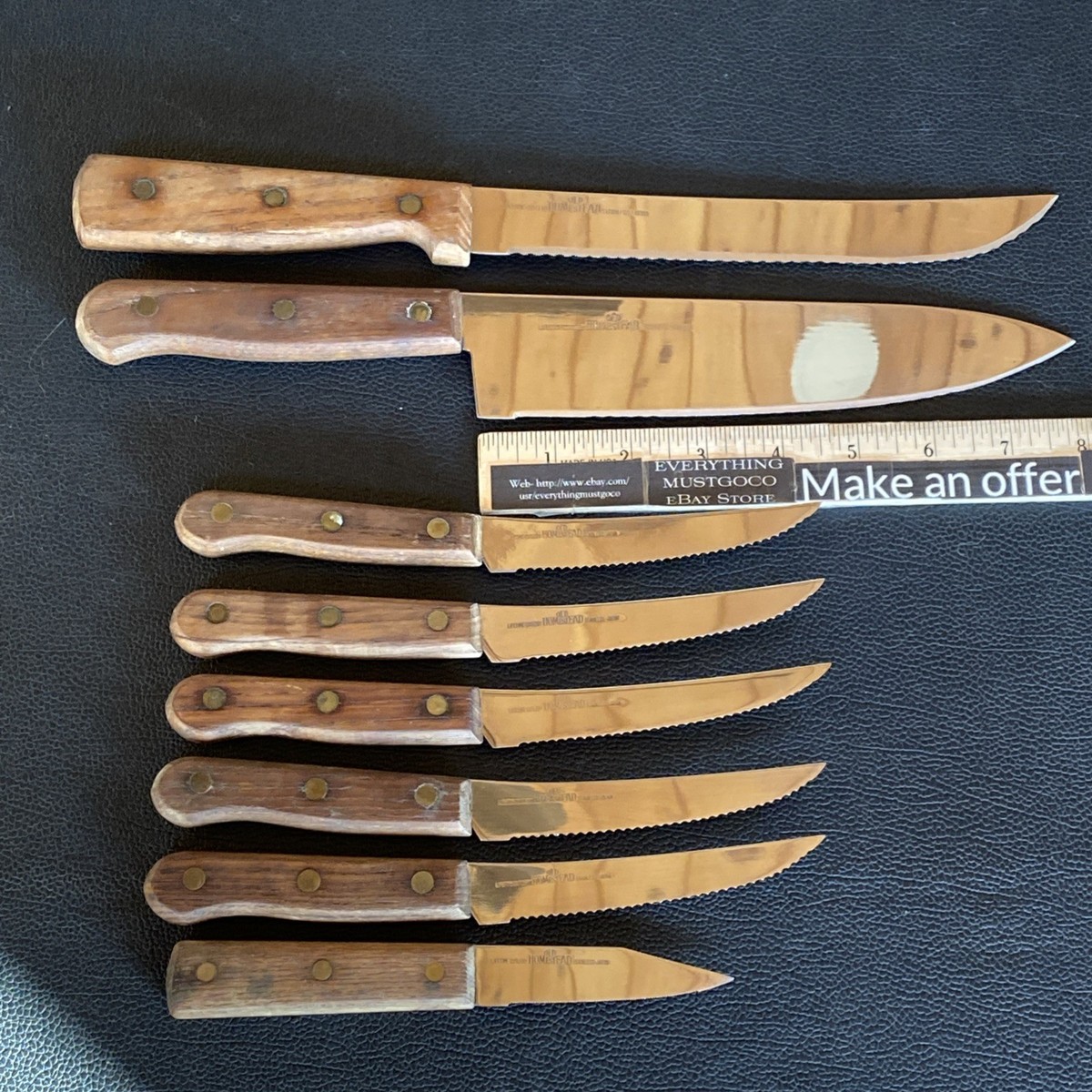 8 Pc Vtg Lifetime Cutlery Old Homestead Steak Knives Serrated