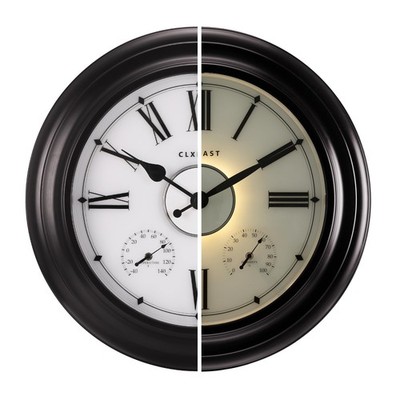Waterproof Outdoor/Indoor Metal Wall Clock with Thermometer & Hygrometer