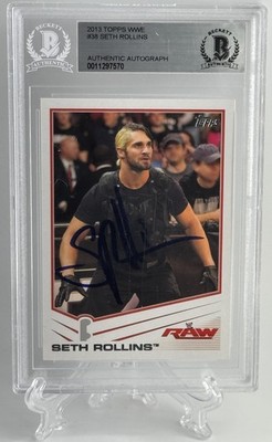 2013 Topps WWE Seth Rollins Shield On Card Signed Auto Beckett Slab