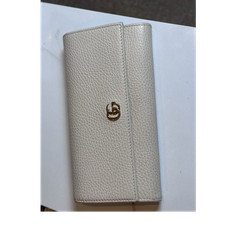 GUCCI GG Marmont Double G Continental Wallet Long Wallet Beige Leather
