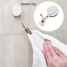 Towel Clip - Automatic Retractable Wall Holder with Strong Clip - Bathroom
