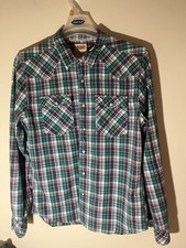 Levi Strauss Shirt Men  s Large Western Cowboy Pearl Snap Button Plaid Vintage