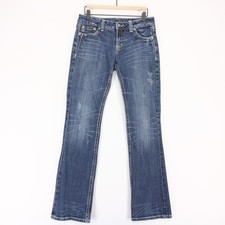 Miss Me Jeans Womens 29 Blue Fleur De Lis Boo...