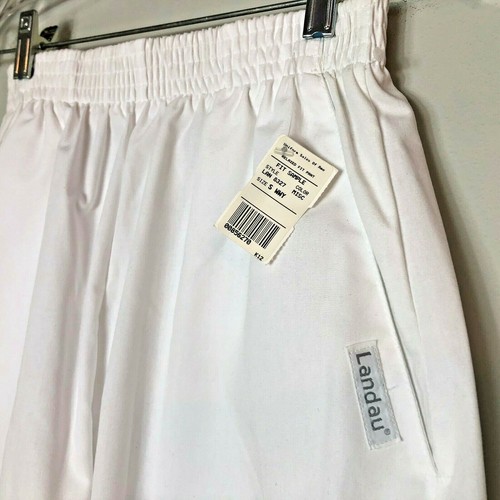 Scrubs Nurse Pants Classic Relaxed Covered Elastic Waist Landau # 8327 WWY White - 第 1/4 張圖片