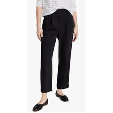Vince Pleat-Detail Cropped Tailored Trousers Black Dress Pants Size Medium