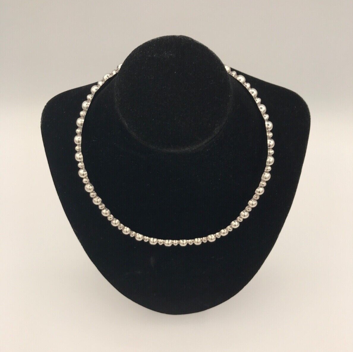 Sterling Silver - Solid Bead Choker Collar Neckla… - image 2