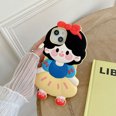 For iPhone 11 12 13 14 15 16 Pro Max 3D Cute Snowy Princesses Case Rubber Cover