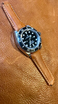 20mm Light Brown Leather strap for Rolex Submariner, Yacht-Master