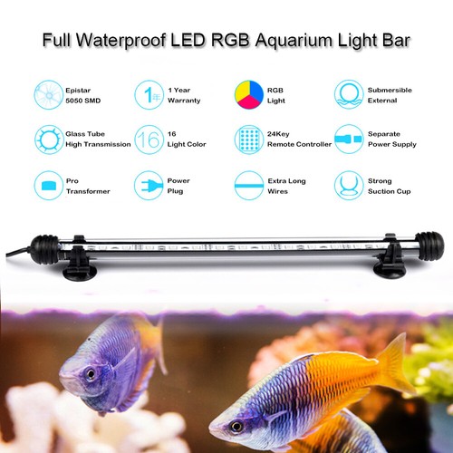 18-108cm Aquarium Fish Tank Light 5050 RGB LED Strip Lights Bar Submersible Lamp - Picture 24 of 42