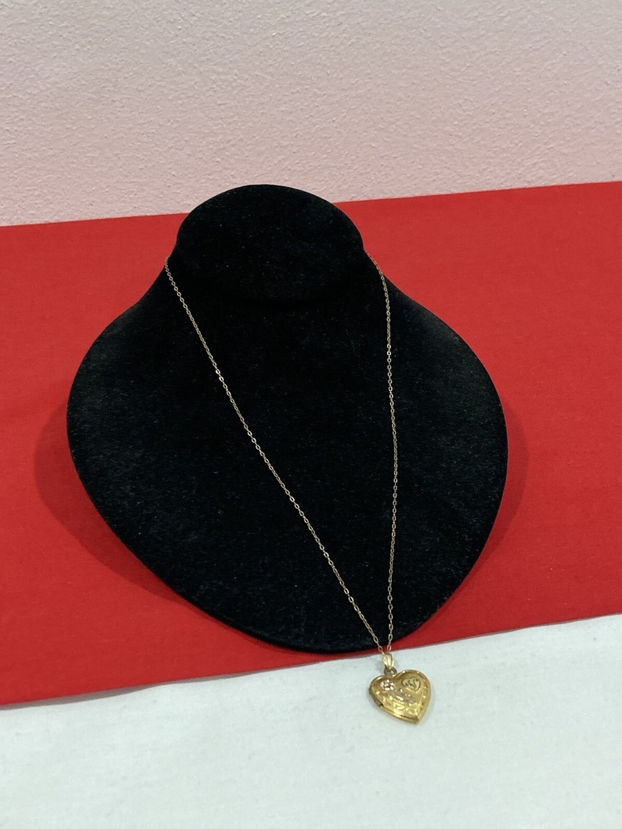 Vintage VARGAS 1/20 10KT Gold Filled Heart Locket Pendant Necklace 