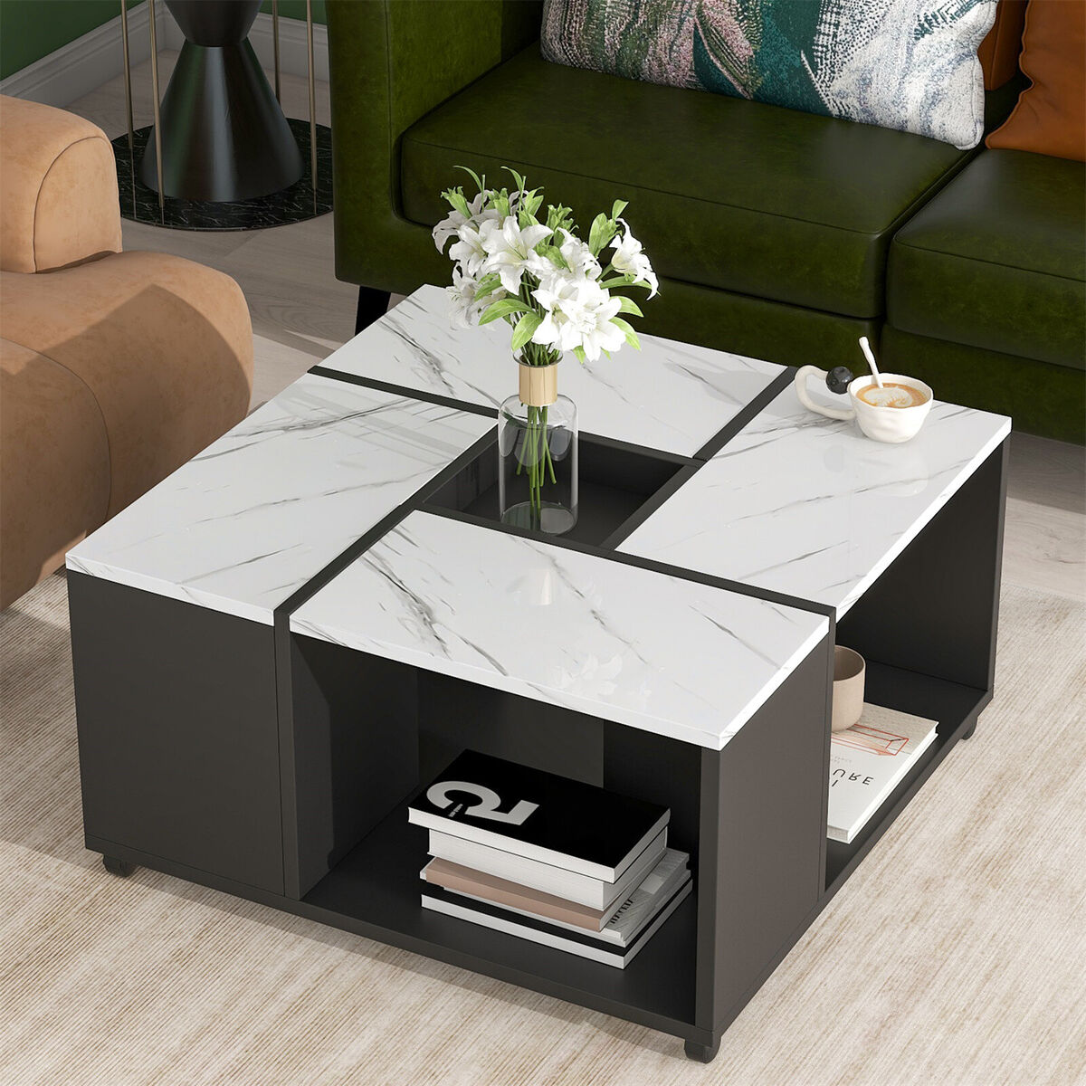 Square Coffee Table with Storage for Living Room Modern Square Coffee Table with Storage for Living Room Modern