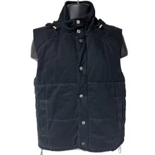 A.P.C. Rue de Fleurus Paris Black Cotton Hooded Puffer Vest Size 1 Small Snap