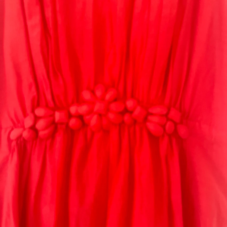 Vestido Esley Naranja Seda Mezcla Algodón Hombro Abierto Línea A Talla Pequeña Foto 4 de 4