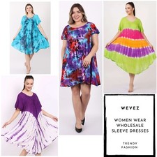Wholesale clothing women Sleeve Dresses - Lot of 10 Mix colour Umbrella Dresses