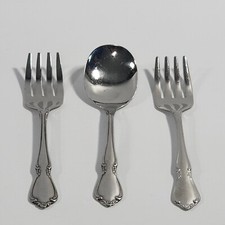 Oneidacraft Deluxe CHATEAU Stainless 3 Piece Baby Toddler Forks  Spoon