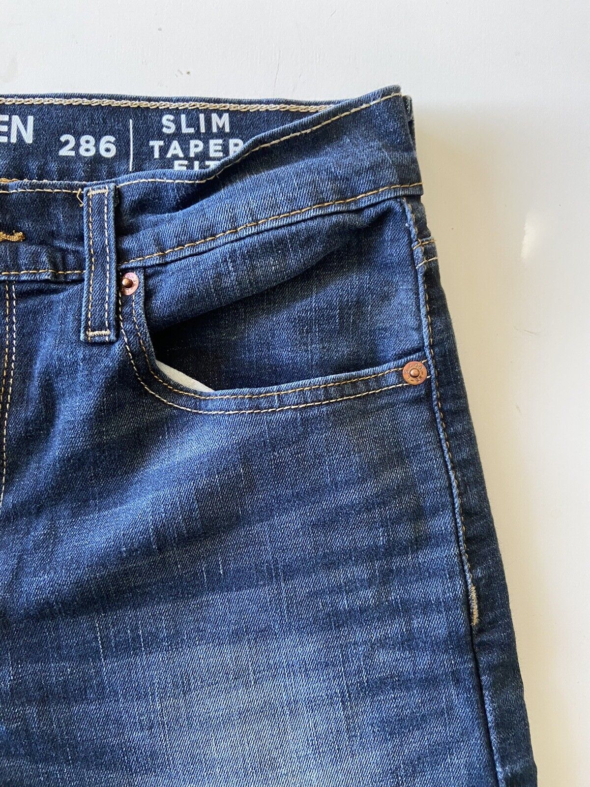 Denizen Levis 286 Jeans Slim Taper Fit Blue Stretch Mens Size