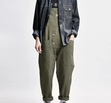 Retro Men's Japanese Style Overalls Bib Overalls Pants Loose Suspenders Trousers