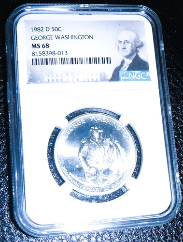 1982-D NGC MS68 Silver George Washington Commemorative Half Dollar