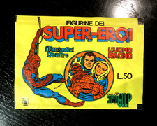 BUSTINA FIGURINE SUPER EROI CORNO UOMO RAGNO FANTASTICI QUATTRO, SIGILLATA PIENA
