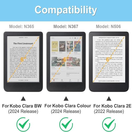 Auto Sleep/Wake e-Reader Case N365 Smart Funda for KOBO Clara Colour/BW/2E - Afbeelding 5 van 16