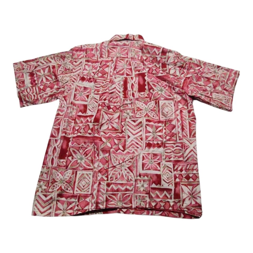 Camisa Hawaiana Barefoot In Paradise Para Hombres L Roja Floral Manga Corta Abotonada Usada en Excelente Condición Foto 2 de 3