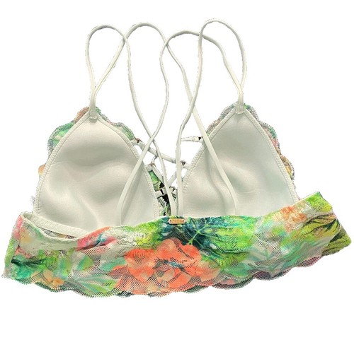 Victoria’s Secret PINK Lace Bralette Women’s S Tropical Floral Lined Triangle - Picture 4 of 10