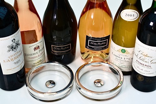 Coppia sottobicchieri di qualità argento sterling e cristallo/vetro champagne/vino 718g - Foto 19 di 24