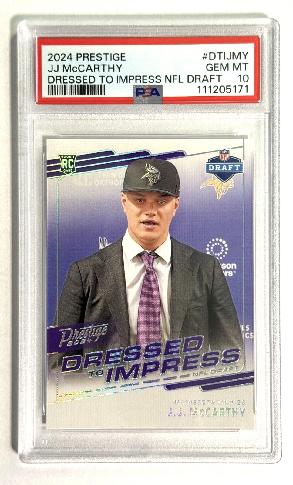 JJ McCarthy Panini Prestige Dressed to Impress NFL Draft #DTIJMY Base