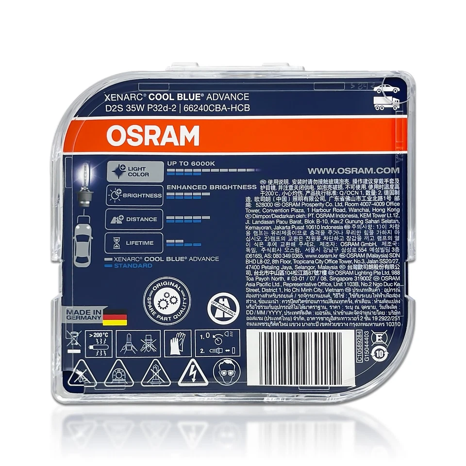 Osram Cool Blue Advance D2S HID Xenon Headlight Bulbs 66240CBA 6000K - Pack of 2 - Image 4 of 4