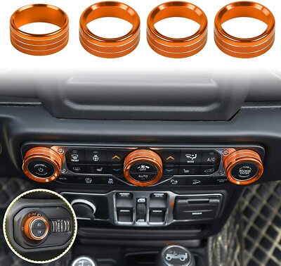 4pcs Air Conditioner Headlight Switch Knob Trim for Jeep Wrangler JL 18+/JT 20+