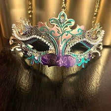 KBW Purple and Gold Venetian Masquerade Face Mask
