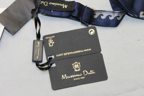 Massimo Dutti Men's Navy & Silver Wave Pattern Bow Tie - Picture 4 of 4