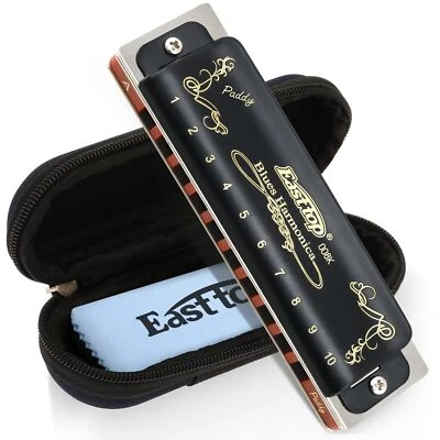 EASTTOP Paddy T008K 10Hole Diatonic Blues Harmonica Harp Paddy Mouth Organ Gift
