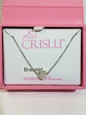 Miss Crislu Sterling Platinum .12 CTTW Cubic Zirconia Heart Bracelet - Brand New