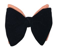Vintage Black  Coral Velvet Bow Tie 1970s Oversized Large Butterfly Clip On