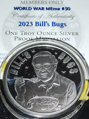 2023 1OZ Bill's Bugs (Gates) Proof - Silver Shield - SSG Eat Mo Bugs