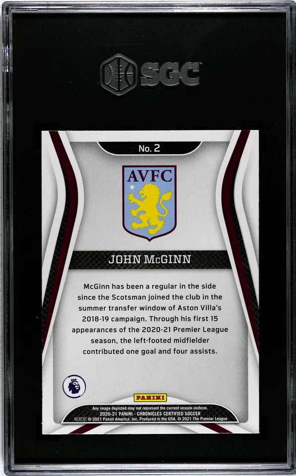 2020 Panini Chronicles Certified #2 John McGinn SGC 10 GEM MINT - Image 2 of 2