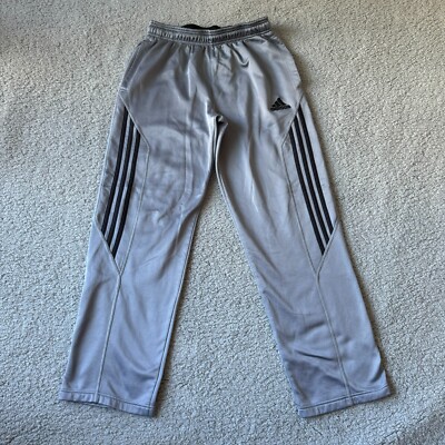 NEW Adidas Pants Mens Medium Gray Sweat Joggers Training 3 Stripes Lined Sports