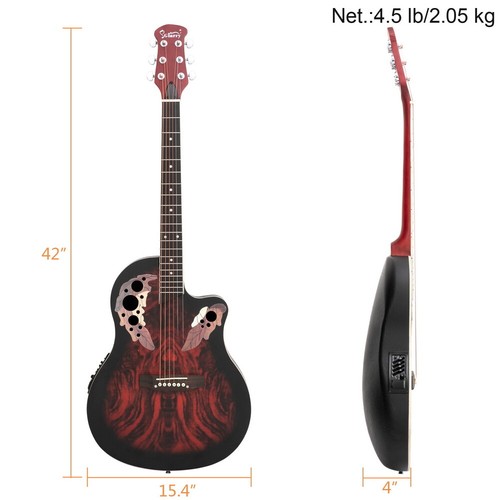 Glarry 41" Cutaway Acoustic-Electric Guitar Full-Size w/Gig Bag 2 Colors USA - Picture 17 of 24