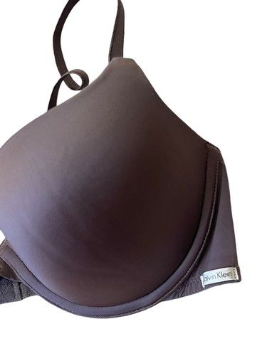 Calvin Klein Push Up Bra Womens 34C Purple Solid Logo Solid Underwire Padded - Picture 3 of 8