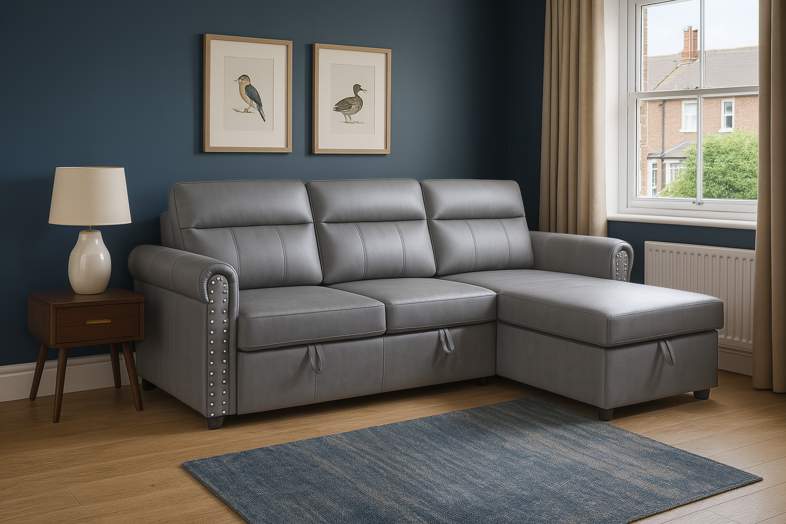 UniversalSofaBed4SeaterCornerAirLeatherwithStorage&ReversibleChaise
