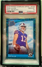 2018 PANINI DONRUSS OPTIC TEAL VELOCITY #154 JOSH ALLEN ROOKIE RC PSA 10 SSP