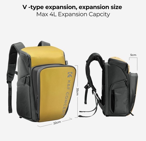 Zaino impermeabile per fotocamera K&F Concept 25L DSLR borsa fotografica laptop (nuovo) - Foto 6 di 17
