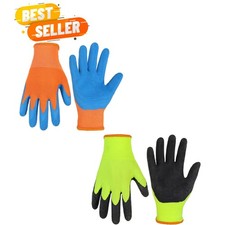 2 Pairs Kids Gardening Gloves - Foam Rubber Coated, Waterproof  Grippy Size S