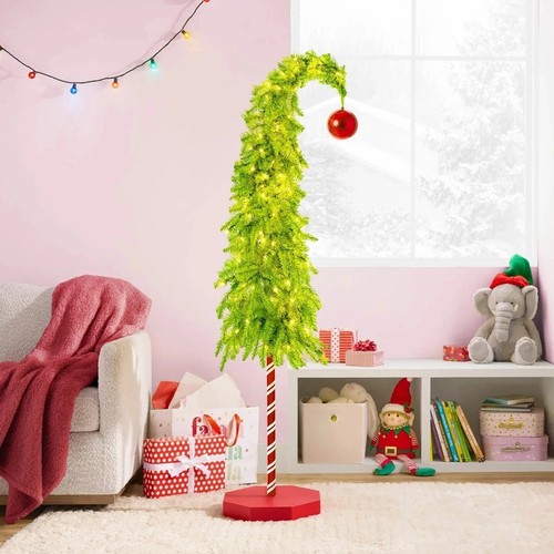 6 Fuß skurriler Weihnachtsbaum klassisches Design Dekor mit roten Ornament LED-Leuchten - Bild 3 von 9