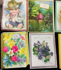 LOT 124, LOT OF 50 VINTAGE GREETING CARDS, EASTER, BIRTHDAY, GET WELL, BABY