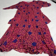 Vicky Tiel Women’s Pink floral layer maxi dress Overlay Chiffon Tiered Size 1X