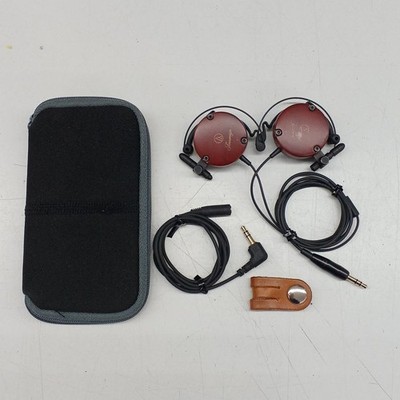 Audio-Technica ATH-EW9 Red Wooden Clip-On Headphones Portable Used