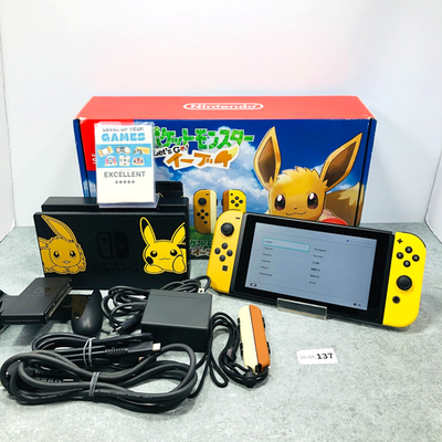 #ad EX5 Nintendo Switch HAC 001 Console Let#x27;s Go Eevee Edition Pokemon JAPAN $179.80