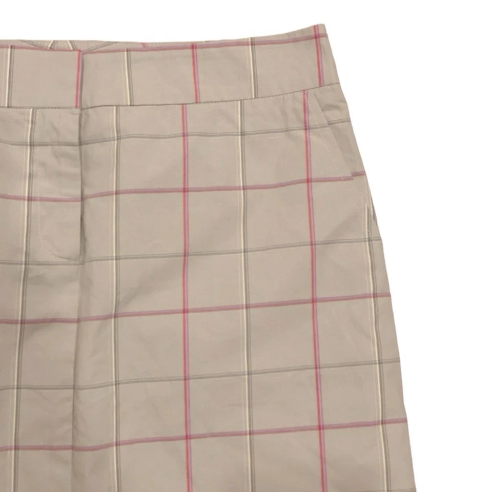Mini-saia xadrez Barney’s NY forrada de golfe rosa bronzeado 10 Preppy nova com etiquetas - Imagem 2 de 4